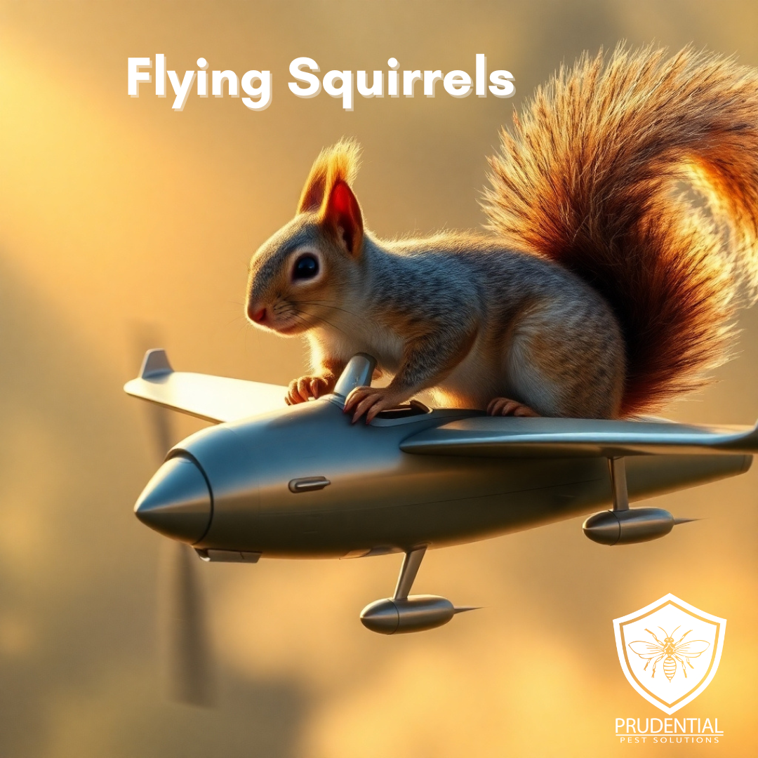 a squirrel is flying an airplane with the title Flying Squirrels