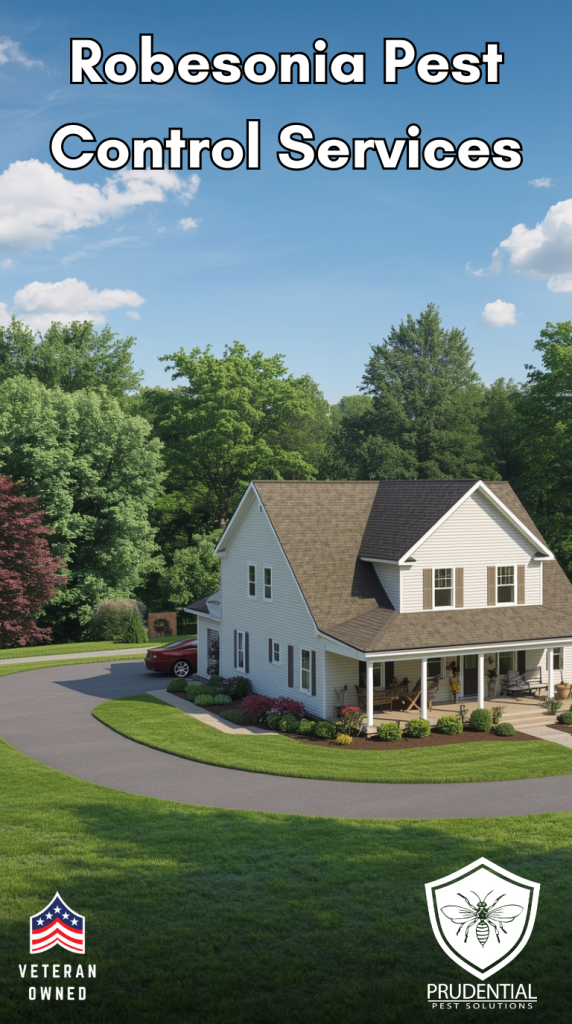 a home on patterson dr in Robesonia PA is shown with the words Robesonia Pest Control Services