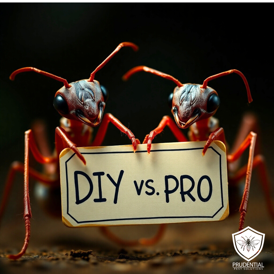2 ants are holding a sign that reads DIY vs PRO