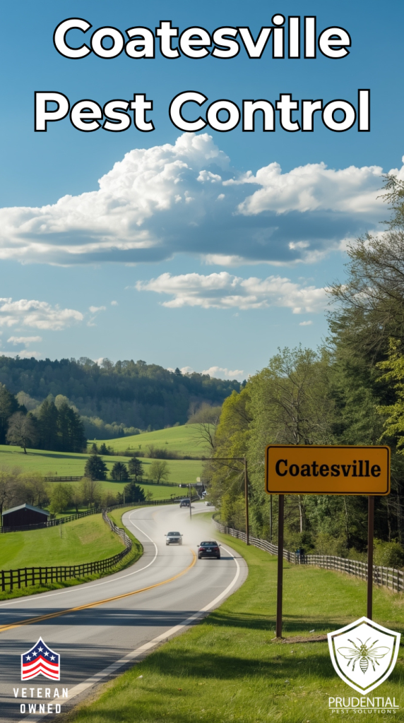 route 82 north is shown with a sign for Coatesville. The words Coatesville Pest Control are shown