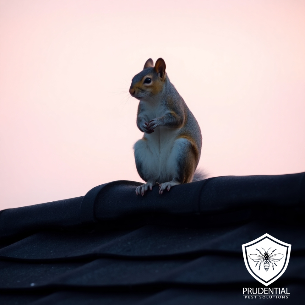 a squirrel sits on top of a roof of a house in Pennsylvania