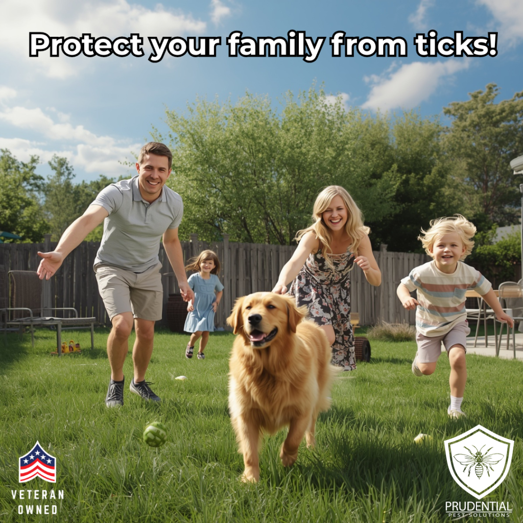 a family in pennsylvania is happily playing in the backyard because there are no ticks